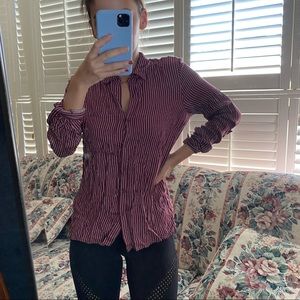 Forever 21 burgundy striped button up shirt